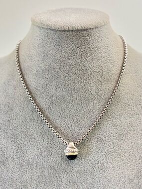 David Yurman 925 & 14k Gold Acorn Pendant Necklace with Black Onyx 16"